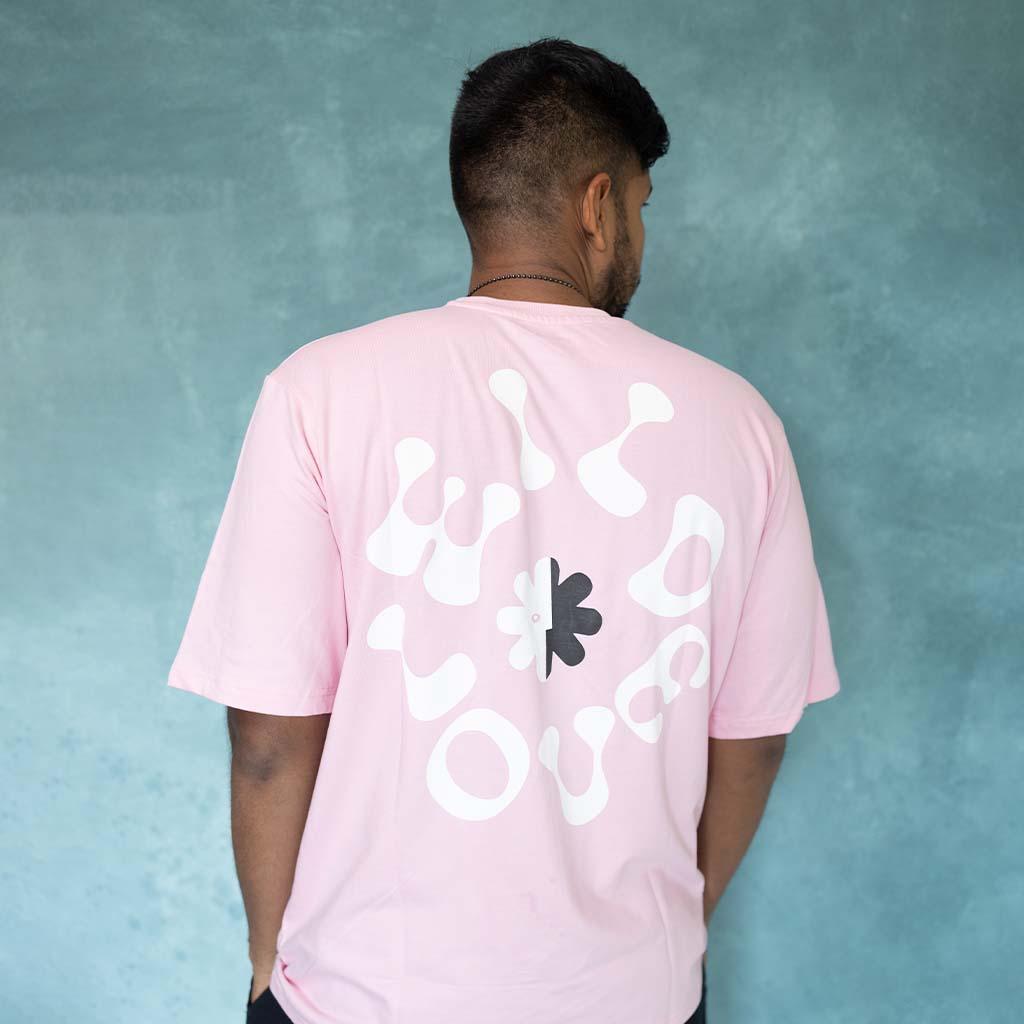 Wild Love Printed Pure Cotton Pink T-Shirt Online, Shaun Moses back pose
