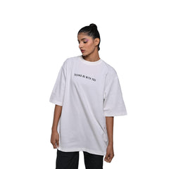 Star Trippy T-Shirt: White, Oversized, Front Model Pose, Bio-Washed Cotton Printed by Techno Be With You