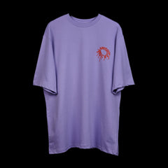 Magic Mushroom T-Shirt: Lavender, Oversized, Front Pose, Bio-Washed Cotton Printed by Techno Be With You