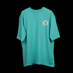 Magic Mushroom T-Shirt: Bright Green, Oversized, Front Side, Bio-Washed Cotton Printed by Techno Be With You