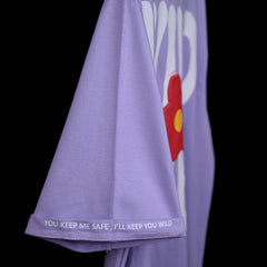 Wild Free T-Shirt: Lavender, Oversized, Side View, Bio-Washed Cotton Printed by Techno Be With You