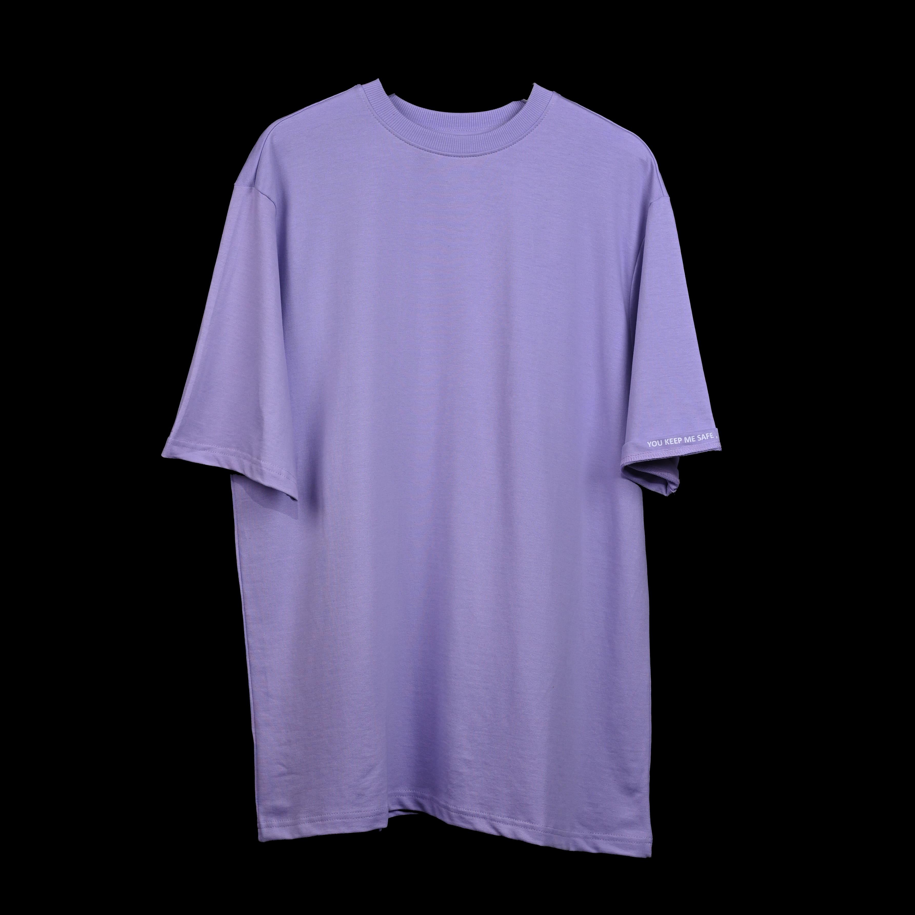 Wild Free T-Shirt: Lavender, Oversized, Front Pose, Bio-Washed Cotton Printed by Techno Be With You