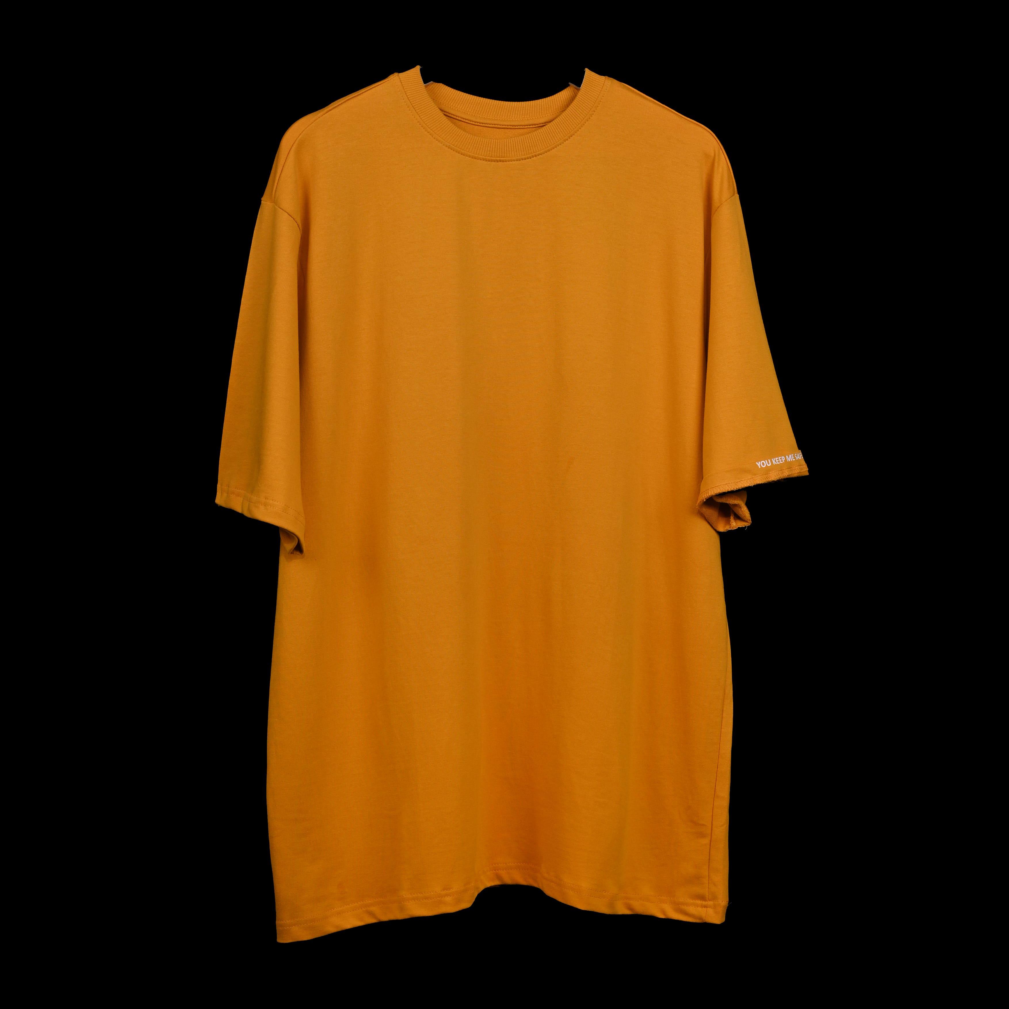 Wild Free T-Shirt: Yellow, Oversized, Front Pose, Bio-Washed Cotton Printed by Techno Be With You