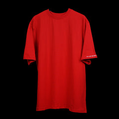 Wild Free T-Shirt: Red, Oversized, Front Pose, Bio-Washed Cotton Printed by Techno Be With You