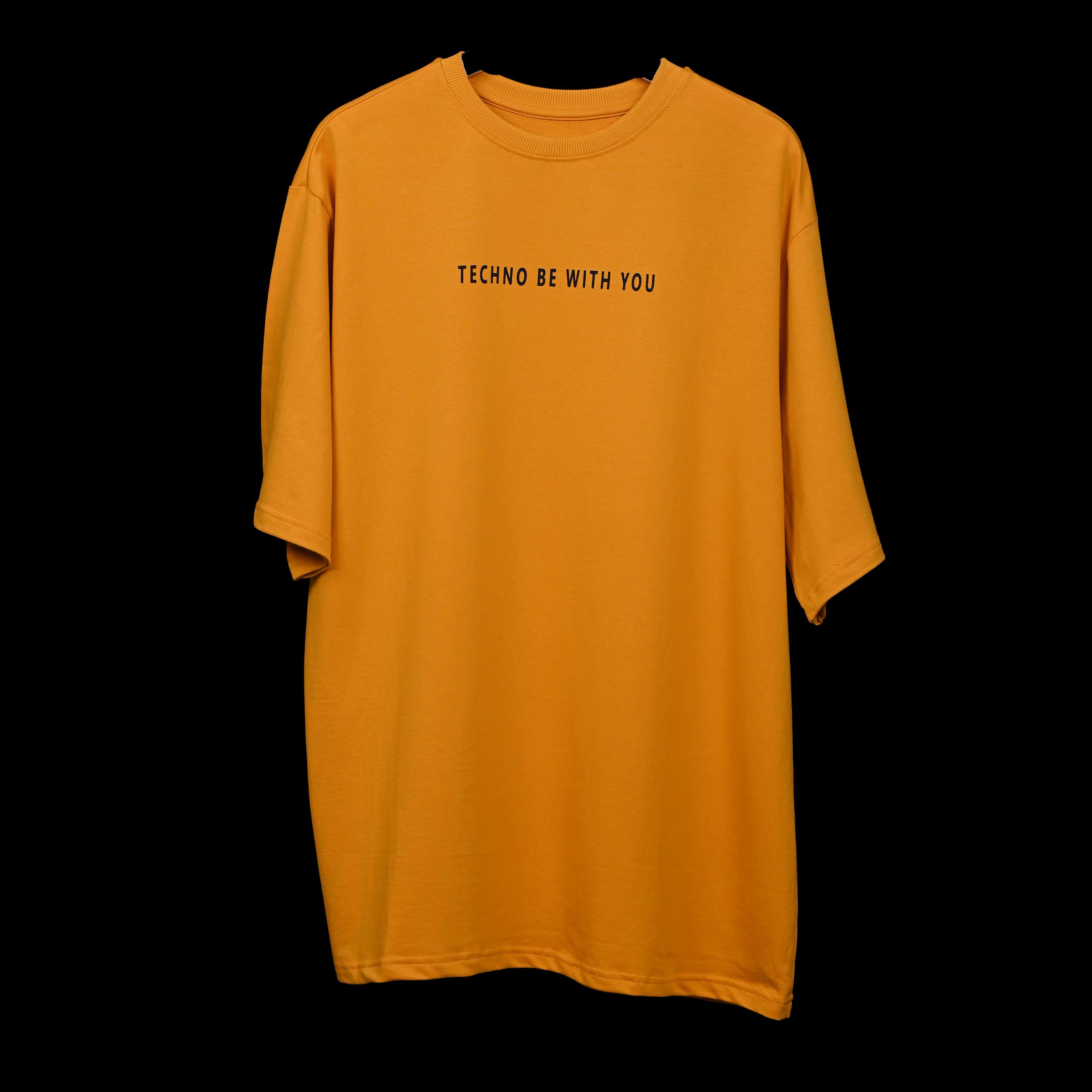 Major rager T-Shirt: Yellow, Oversized, Front Side, Bio-Washed Cotton Printed by Techno Be With You