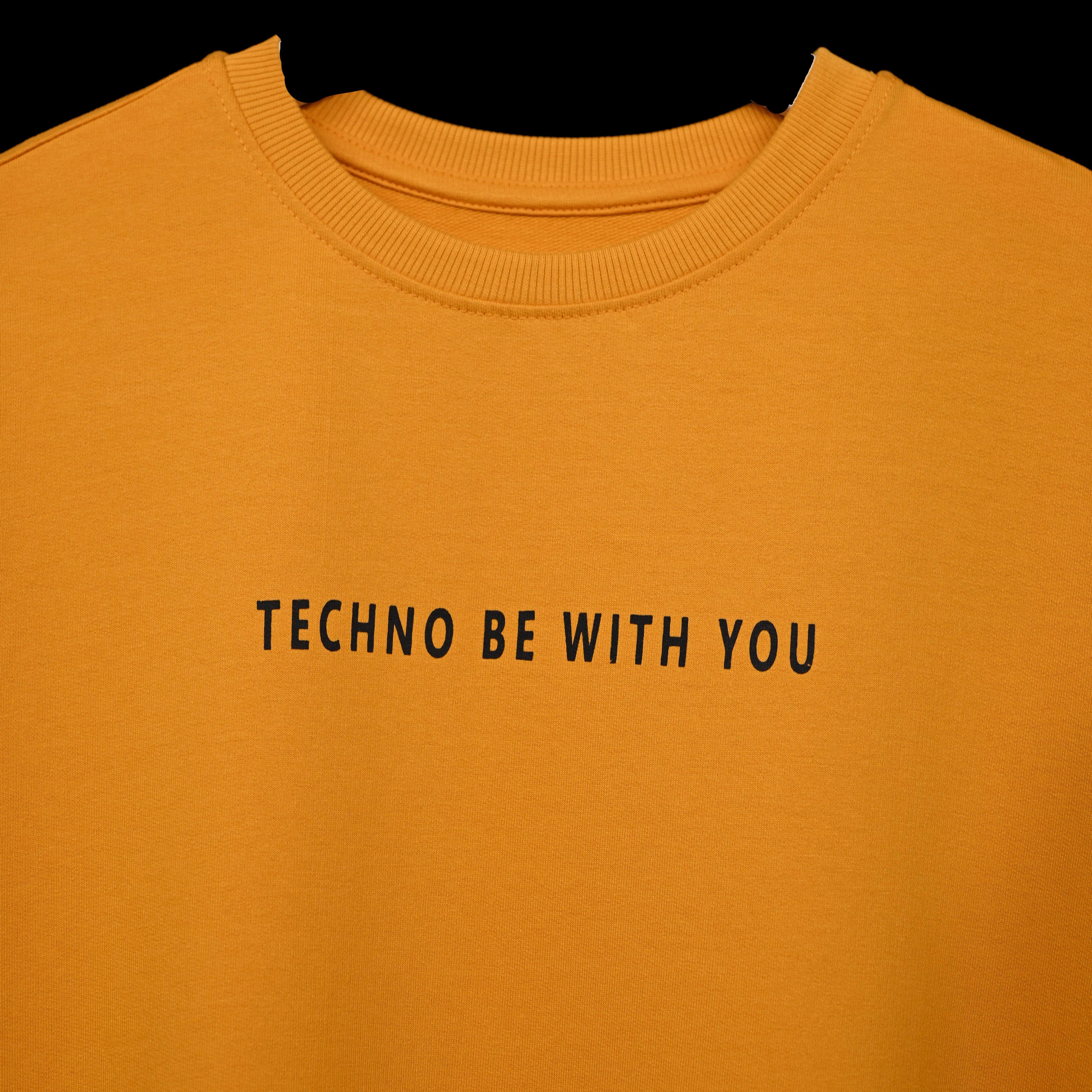 Major rager T-Shirt: Yellow, Oversized, Close Front, Bio-Washed Cotton Printed by Techno Be With You