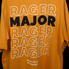 Major rager T-Shirt: Yellow, Oversized, Close Back Side, Bio-Washed Cotton Printed by Techno Be With You