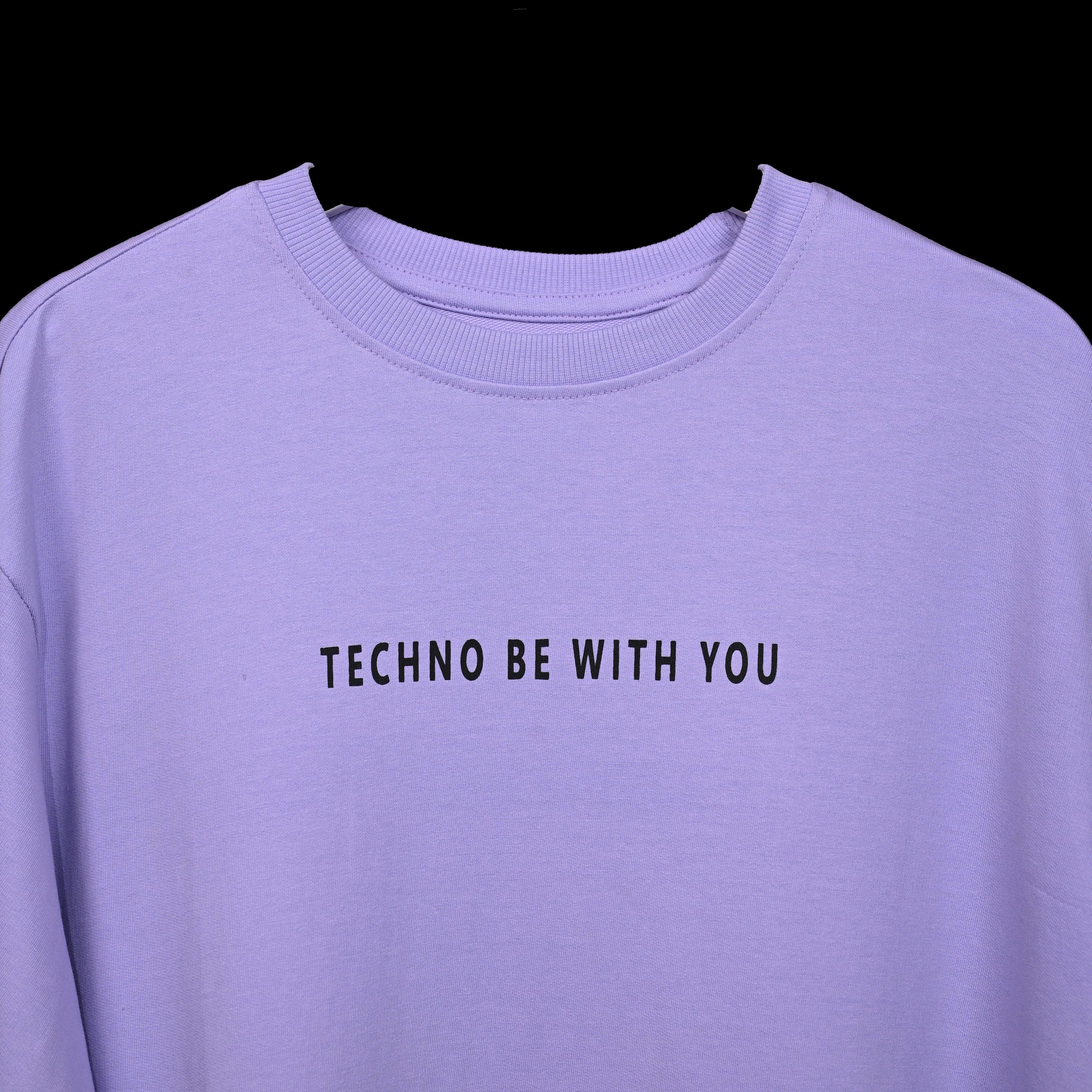 Major rager T-Shirt: Lavender, Oversized, Close Front, Bio-Washed Cotton Printed by Techno Be With You