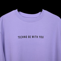 Major rager T-Shirt: Lavender, Oversized, Close Front, Bio-Washed Cotton Printed by Techno Be With You
