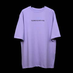 Major rager T-Shirt: Lavender, Oversized, Front Side, Bio-Washed Cotton Printed by Techno Be With You