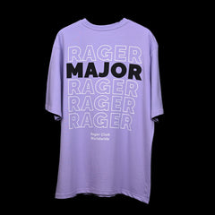 Major rager T-Shirt: Lavender, Oversized, Back Side, Bio-Washed Cotton Printed by Techno Be With You