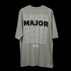 Major rager T-Shirt: Light Green, Oversized, Back Side, Bio-Washed Cotton Printed by Techno Be With You