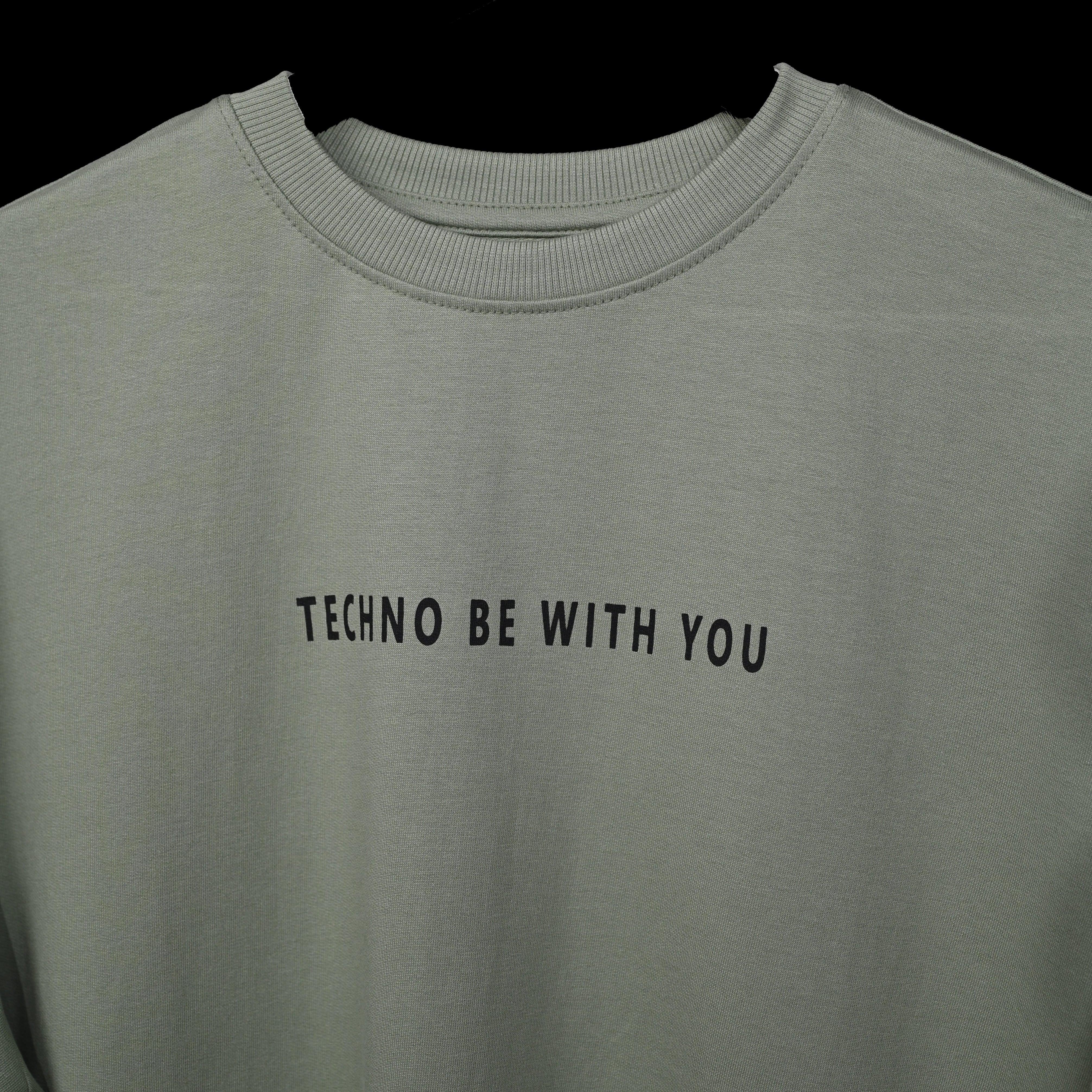Major rager T-Shirt: Light Green, Oversized, Close Front, Bio-Washed Cotton Printed by Techno Be With You