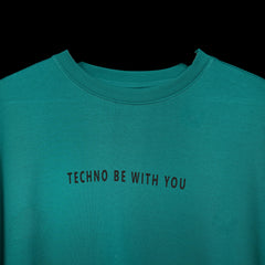 Major rager T-Shirt: Blue, Oversized, Close Front, Bio-Washed Cotton Printed by Techno Be With You