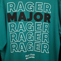 Major rager T-Shirt: Blue, Oversized, Close Back Side, Bio-Washed Cotton Printed by Techno Be With You