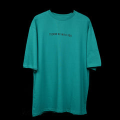 Major rager T-Shirt: Blue, Oversized, Front Side, Bio-Washed Cotton Printed by Techno Be With You
