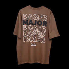 Major rager T-Shirt: Brown, Oversized, Back Side, Bio-Washed Cotton Printed by Techno Be With You