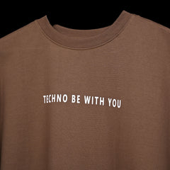 Major rager T-Shirt: Brown, Oversized, Close Front, Bio-Washed Cotton Printed by Techno Be With You