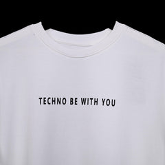 Major rager T-Shirt: White, Oversized, Close Front, Bio-Washed Cotton Printed by Techno Be With You