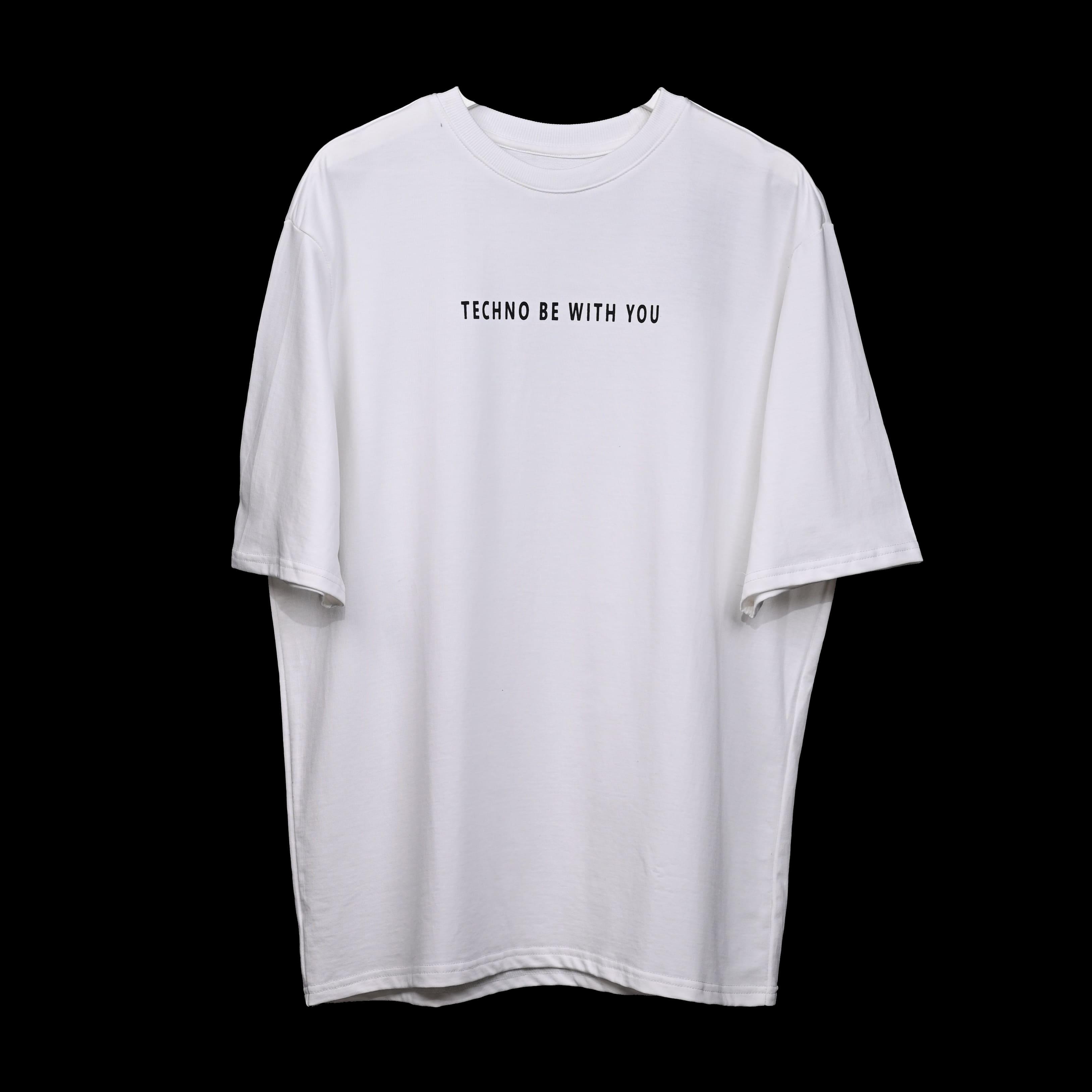Major rager T-Shirt: White, Oversized, Front Side, Bio-Washed Cotton Printed by Techno Be With You