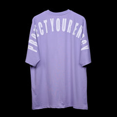 Protect Your Energy T-Shirt: Lavender, Oversized, Back Side, Bio-Washed Cotton Printed by Techno Be With You
