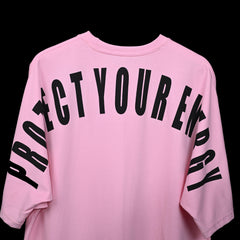 Protect Your Energy T-Shirt: Lilac, Oversized, Close Back Side, Bio-Washed Cotton Printed by Techno Be With You