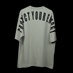 Protect Your Energy T-Shirt: Hunter Green, Oversized, Back Side, Bio-Washed Cotton Printed by Techno Be With You