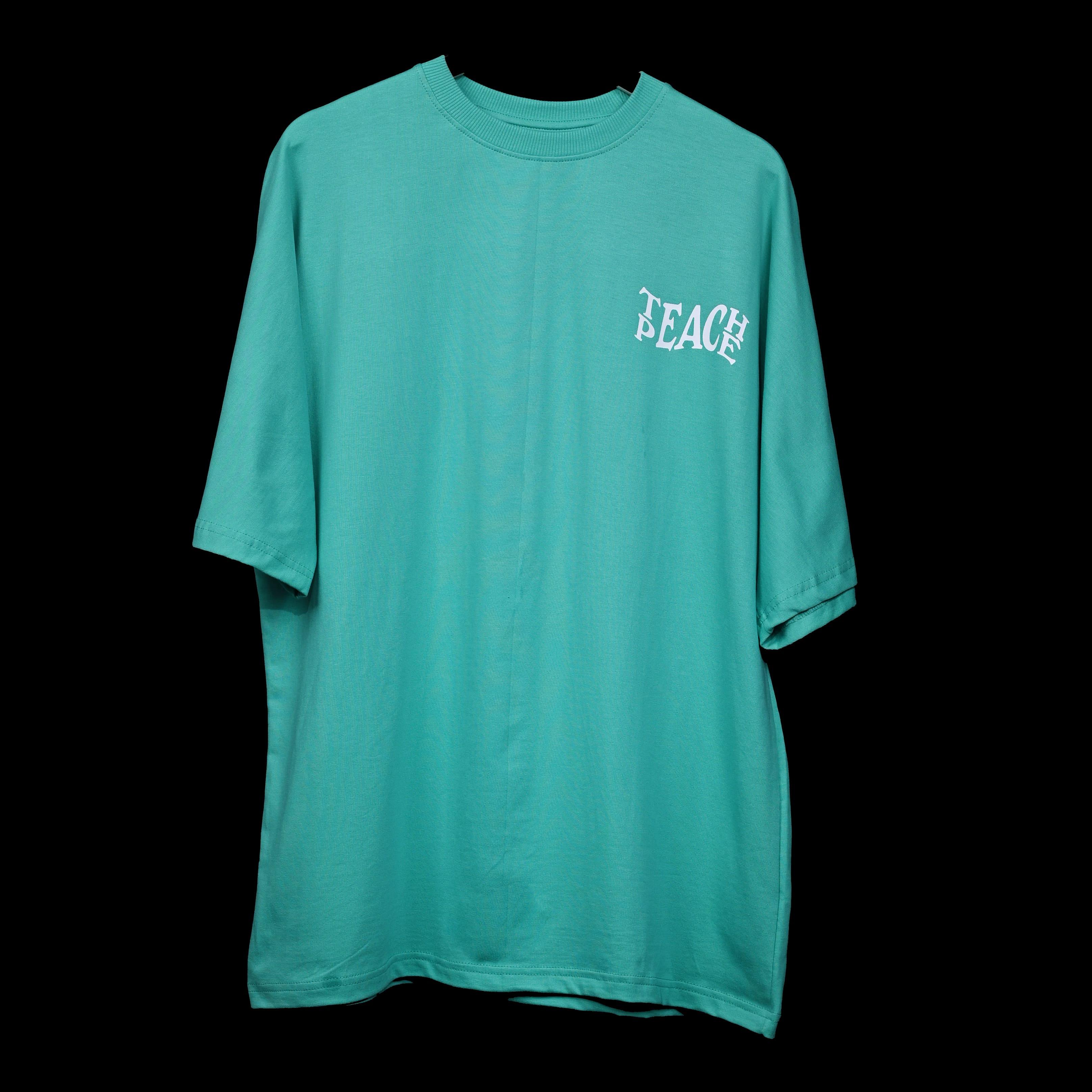 Protect Your Energy T-Shirt: Bright Green, Oversized, Front Pose, Bio-Washed Cotton Printed by Techno Be With You