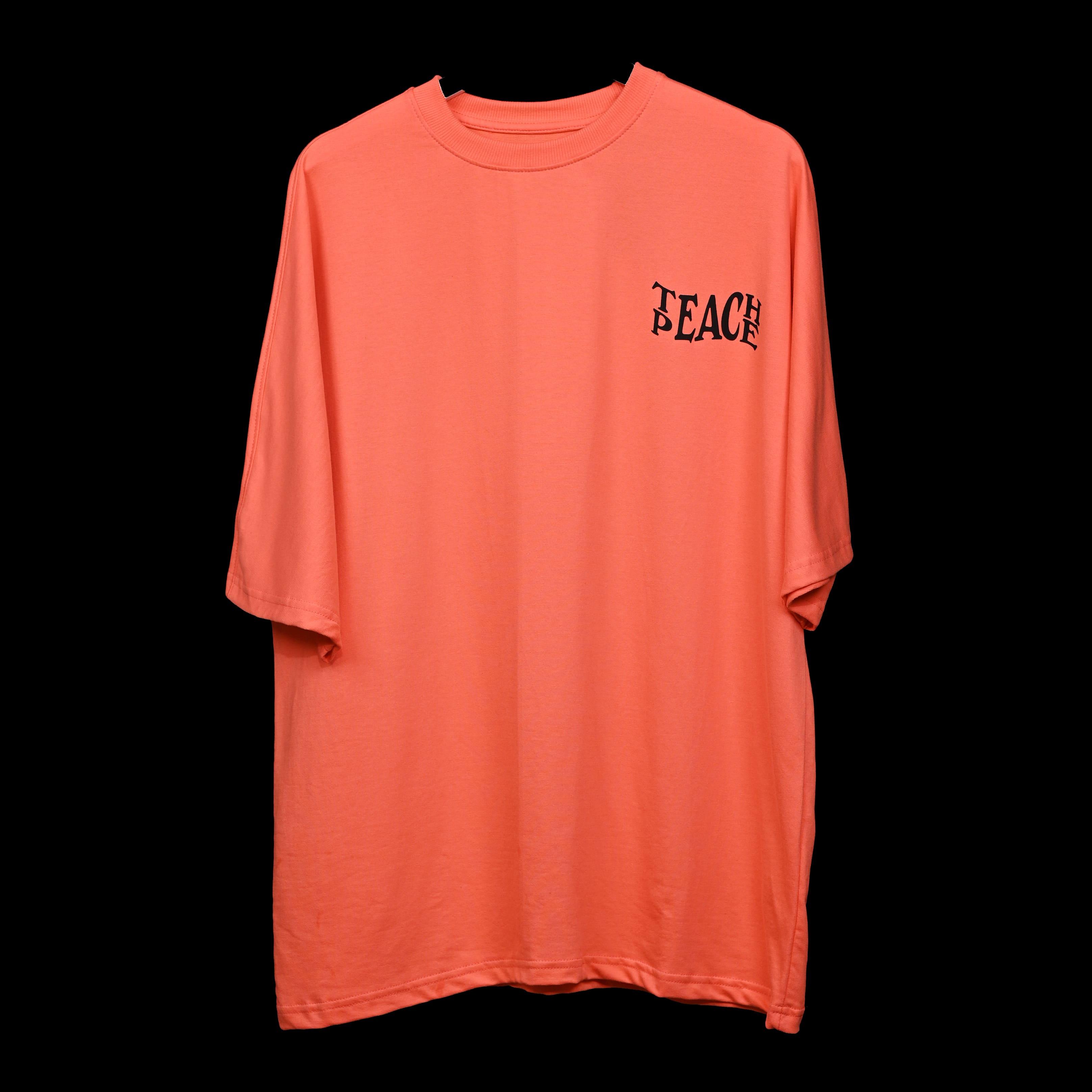 Protect Your Energy T-Shirt: Rust Orange, Oversized, Front Pose, Bio-Washed Cotton Printed by Techno Be With You