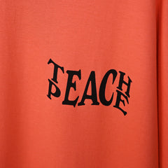Protect Your Energy T-Shirt: Rust Orange, Oversized, Close Front, Bio-Washed Cotton Printed by Techno Be With You