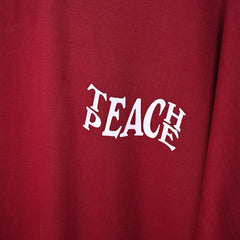 Protect Your Energy T-Shirt: Dark Red, Oversized, Close Front, Bio-Washed Cotton Printed by Techno Be With You