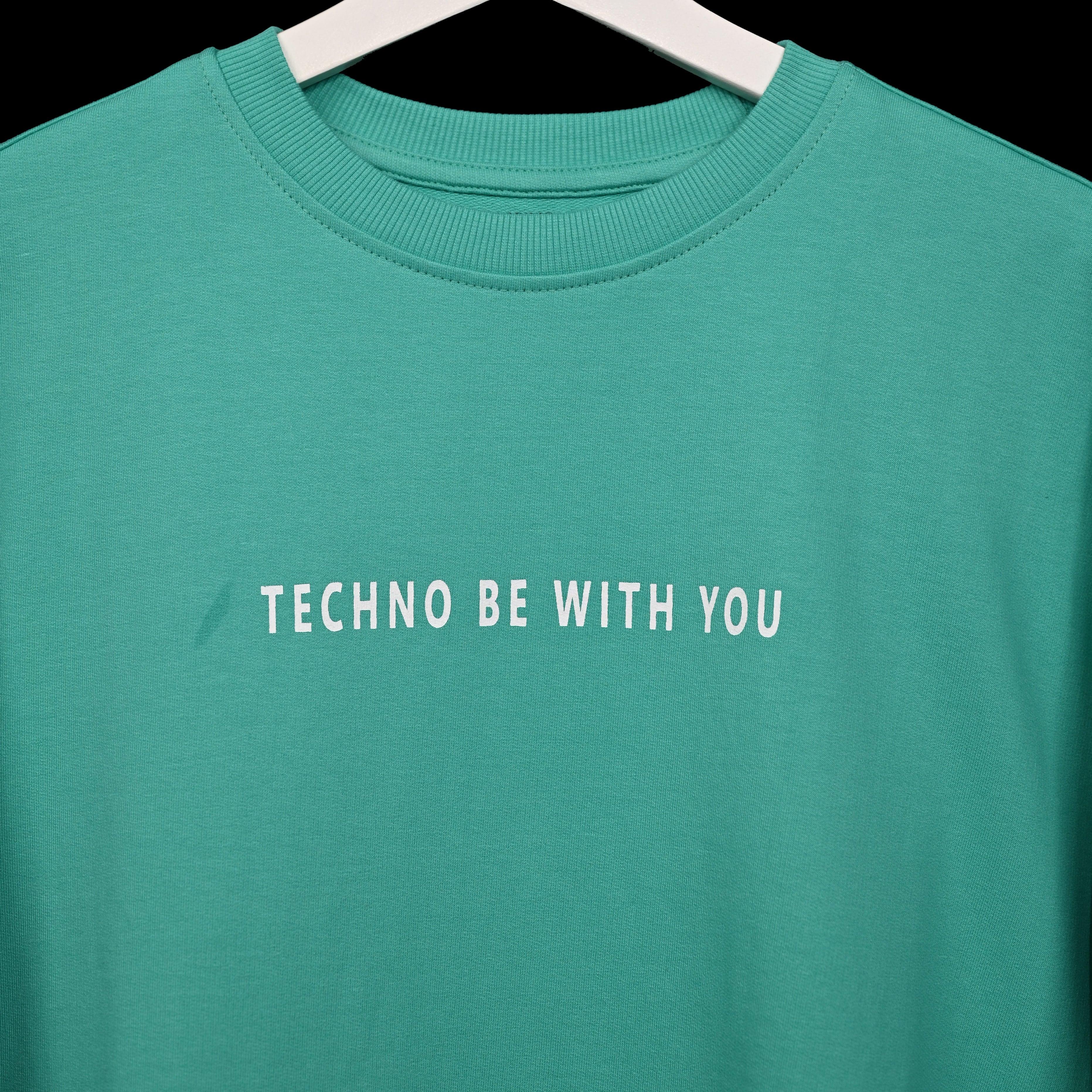 Star Trippy T-Shirt: Light Blue, Oversized, Close Front, Bio-Washed Cotton Printed by Techno Be With You