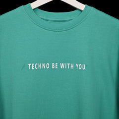 Star Trippy T-Shirt: Light Blue, Oversized, Close Front, Bio-Washed Cotton Printed by Techno Be With You