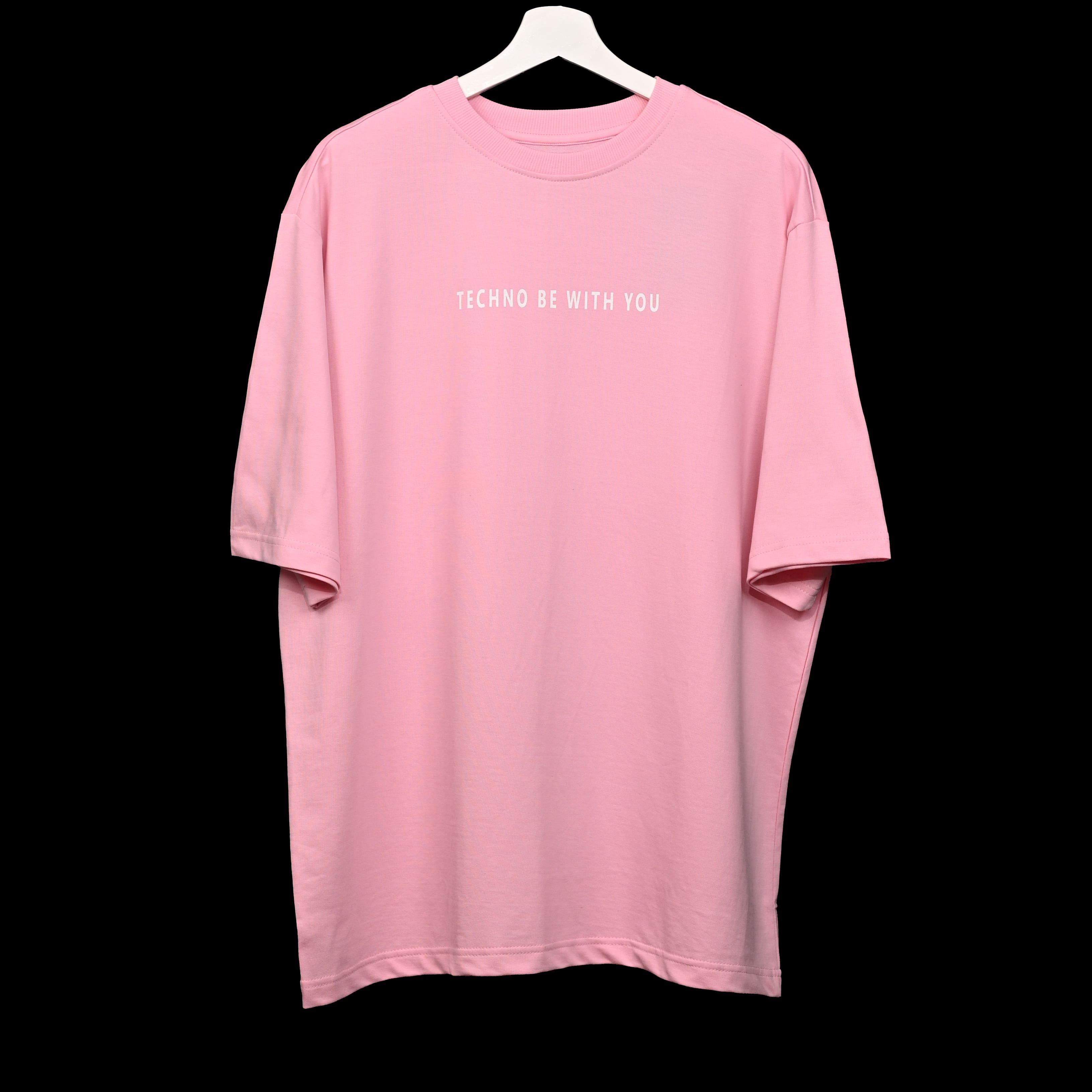 Star Trippy T-Shirt: Lilac, Oversized, Front Side, Bio-Washed Cotton Printed by Techno Be With You