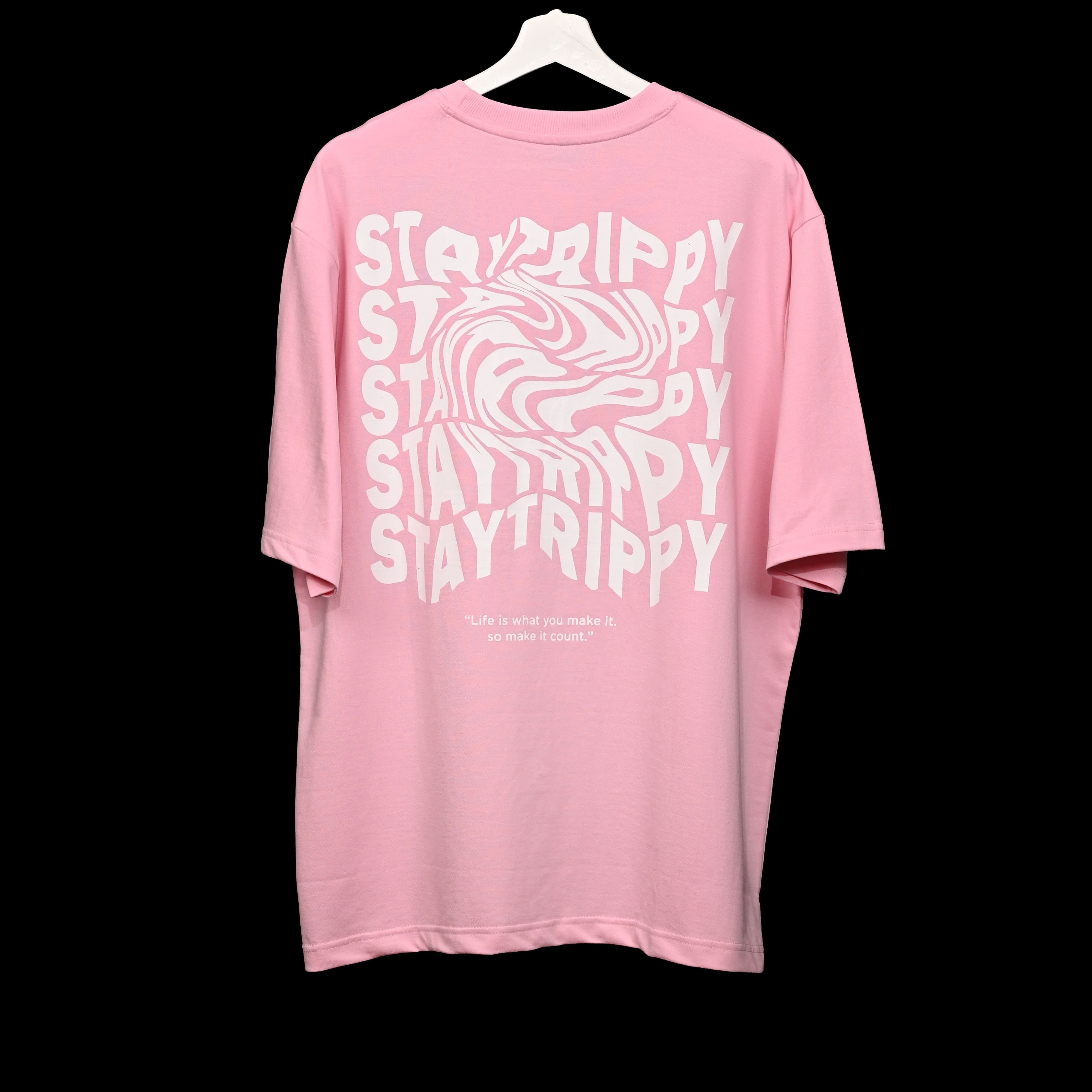 Star Trippy T-Shirt: Lilac, Oversized, Back Side, Bio-Washed Cotton Printed by Techno Be With You