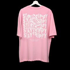 Star Trippy T-Shirt: Lilac, Oversized, Back Side, Bio-Washed Cotton Printed by Techno Be With You