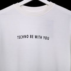 Star Trippy T-Shirt: White, Oversized, Close Front, Bio-Washed Cotton Printed by Techno Be With You