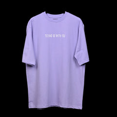 Raver T-Shirt: Lavender, Oversized, Front side, Bio-Washed Cotton Printed by Techno Be With You
