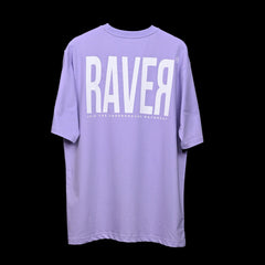 Raver T-Shirt: Lavender, Oversized, Back Side, Bio-Washed Cotton Printed by Techno Be With You