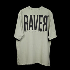 Raver T-Shirt: Light Green, Oversized, Back Side, Bio-Washed Cotton Printed by Techno Be With You