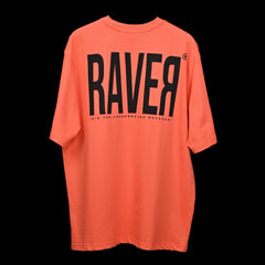 Raver T-Shirt: Orange, Oversized, Back Side, Bio-Washed Cotton Printed by Techno Be With You