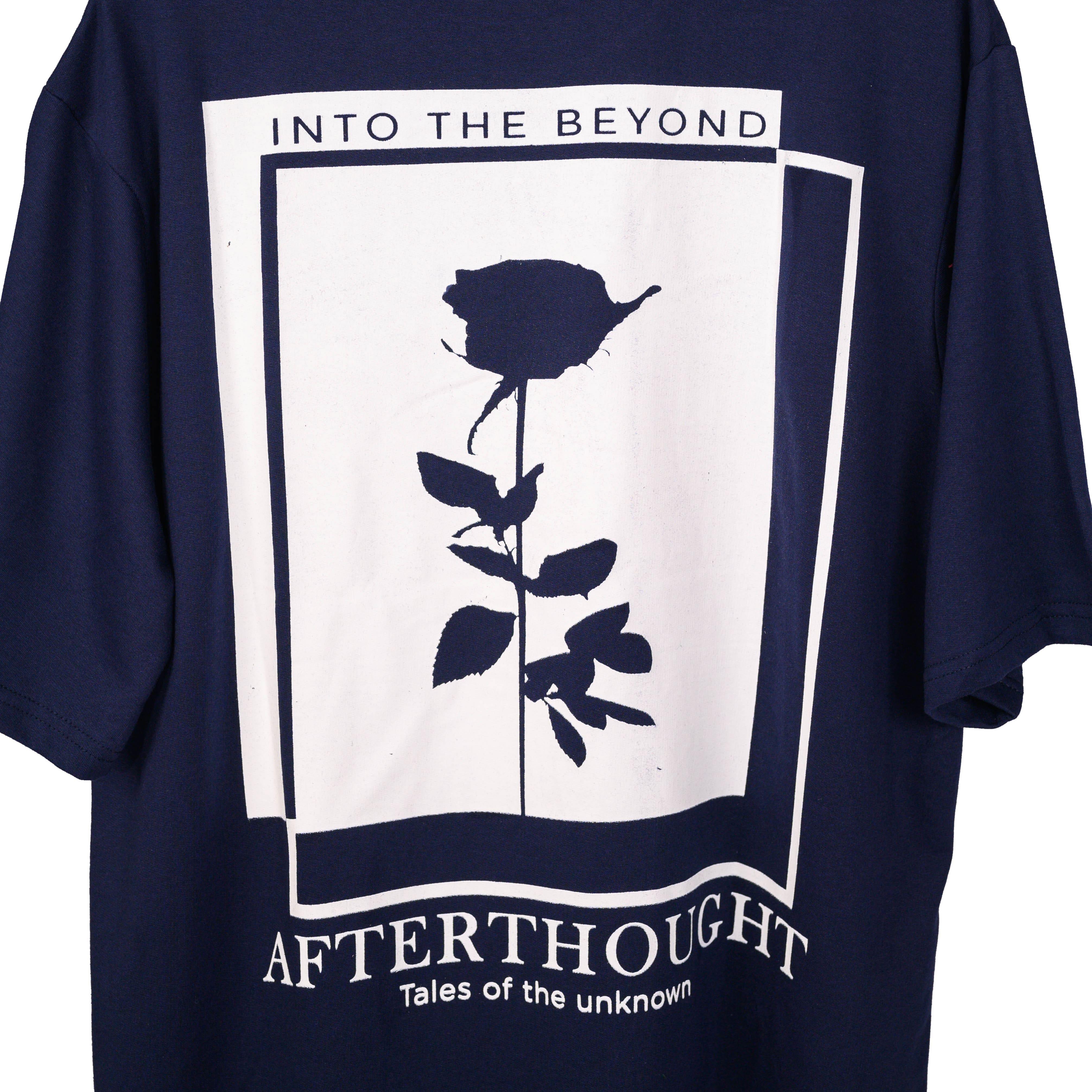 Afterthought Oversized T-Shirt: Blue, Oversized, Close Back Side, Bio-Washed Cotton Printed by Techno Be With You