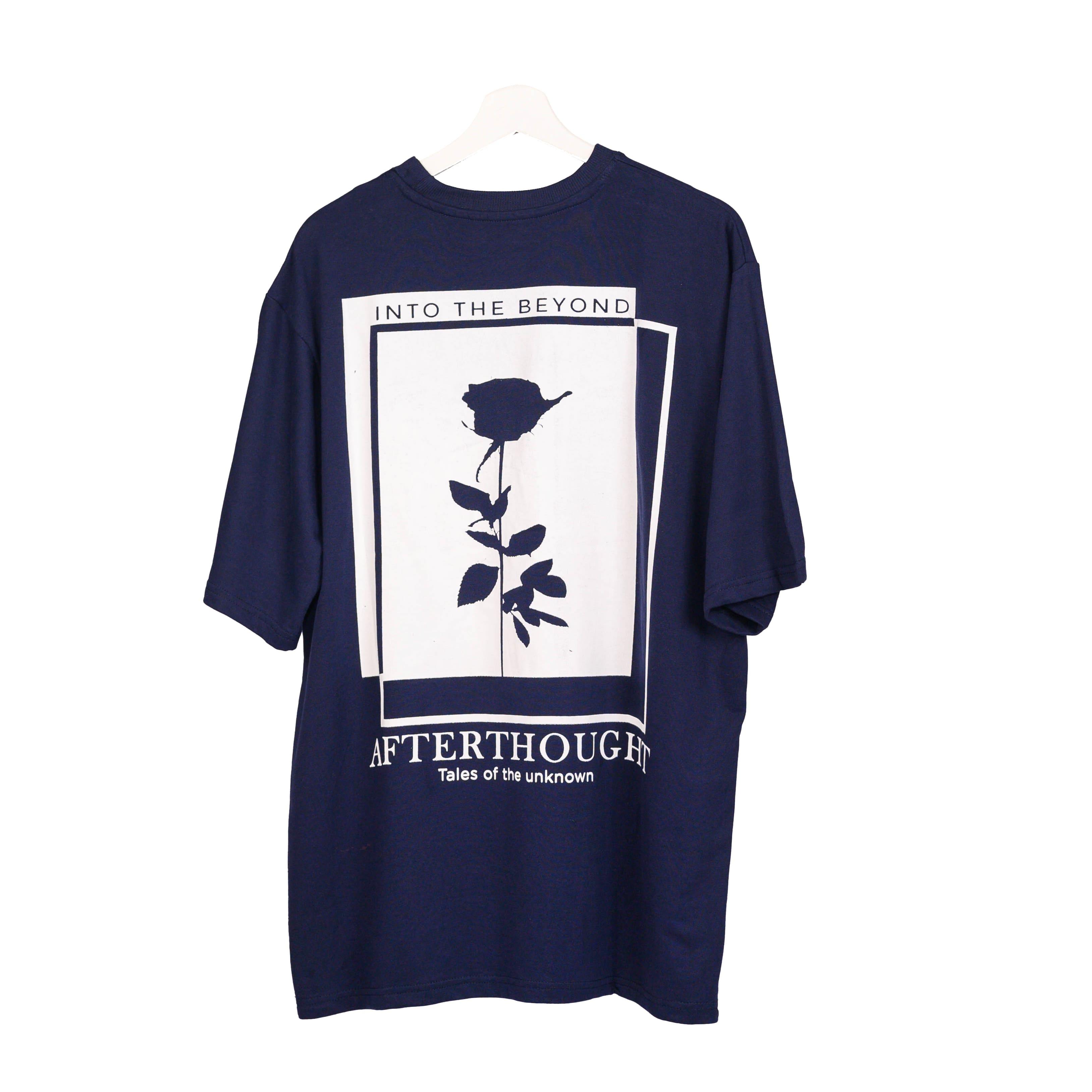 Afterthought Oversized T-Shirt: Blue, Oversized, Back Side, Bio-Washed Cotton Printed by Techno Be With You