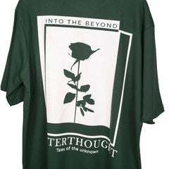 Afterthought Oversized T-Shirt: Olive, Oversized, Close Back Side, Bio-Washed Cotton Printed by Techno Be With You