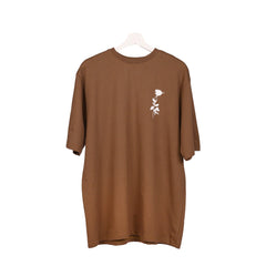 Afterthought Oversized T-Shirt: Brown, Oversized, Front Pose, Bio-Washed Cotton Printed by Techno Be With You