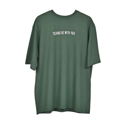 Raver T-Shirt: Dark Green, Oversized, Front side, Bio-Washed Cotton Printed by Techno Be With You