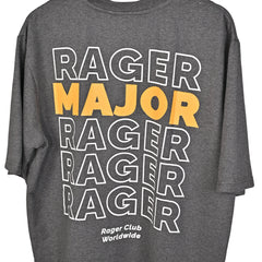 Major rager T-Shirt: Grey, Oversized, Close Back Side, Bio-Washed Cotton Printed by Techno Be With You
