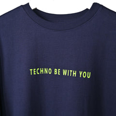 Major rager T-Shirt: Blue, Oversized, Close Front, Bio-Washed Cotton Printed by Techno Be With You