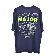 Major rager T-Shirt: Blue, Oversized, Back Side, Bio-Washed Cotton Printed by Techno Be With You