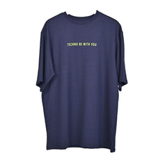 Major rager T-Shirt: Blue, Oversized, Front Side, Bio-Washed Cotton Printed by Techno Be With You